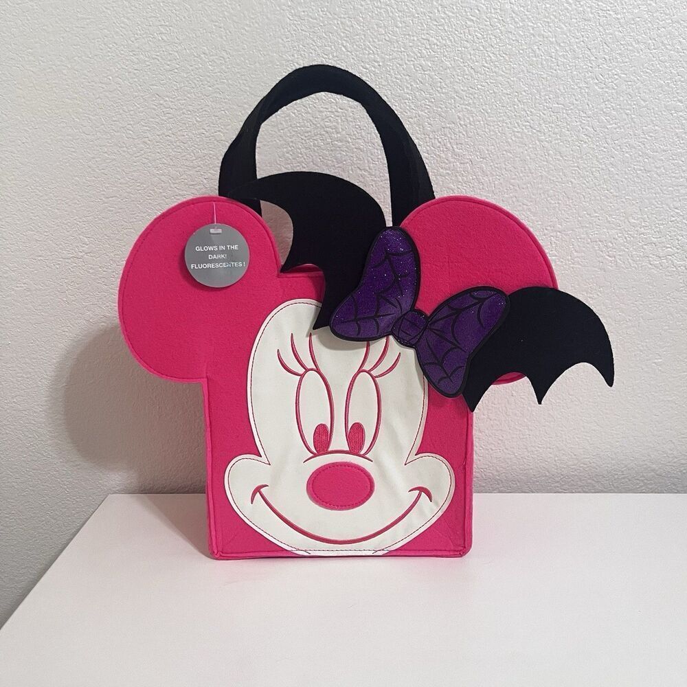 Disney Minnie Mouse Bat Halloween Pink Glow-in-the-Dark Trick or Treat Candy Bag